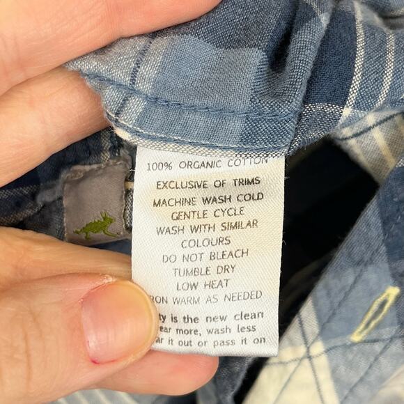 HORNY TOAD & Co XL Weldon Short Sleeve Shirt Plaid Button Up Organic Cotton Blue - Picture 8 of 10